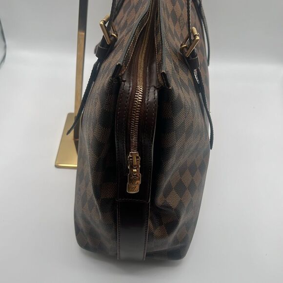 LOUIS VUITTON VINTAGE CHELSEA DAMIER EBENE HANDBAG PURSE TOTE - Picture 4 of 16